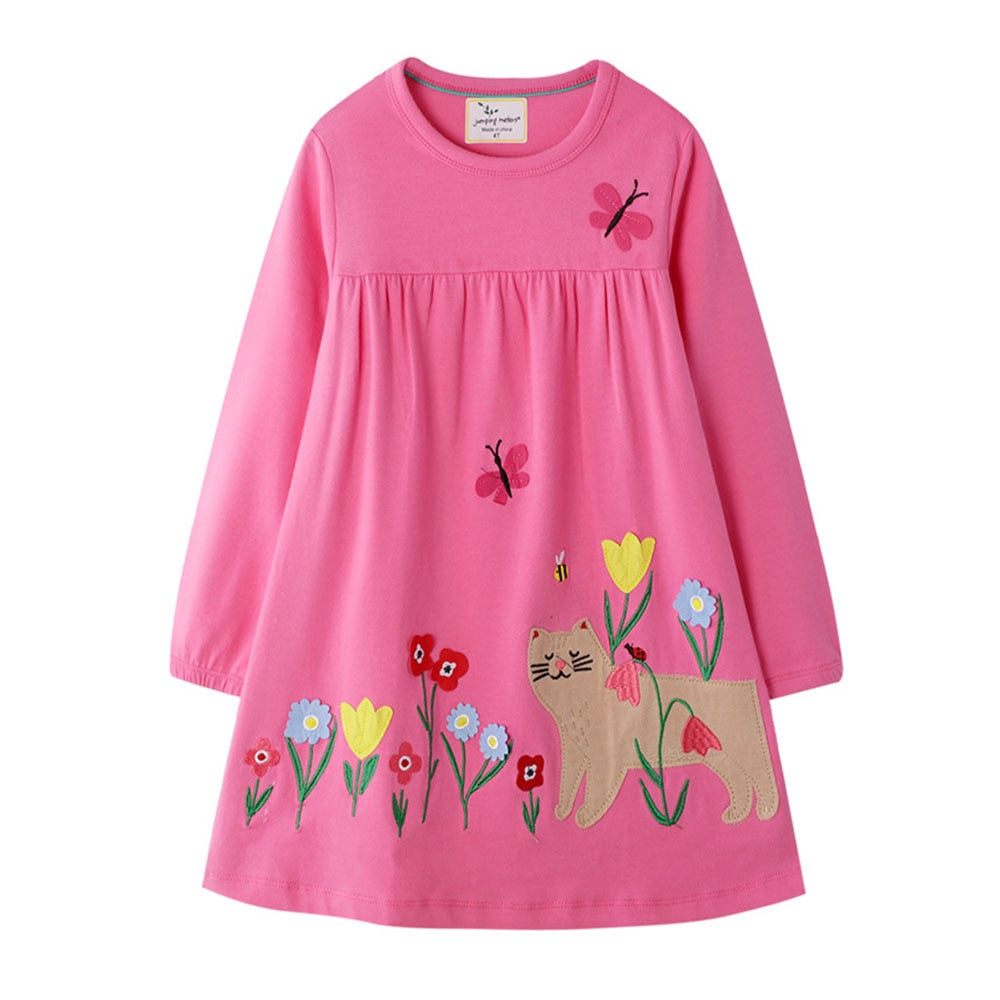 Vestido Manga Longa Para Meninas - 2 a 7 anos