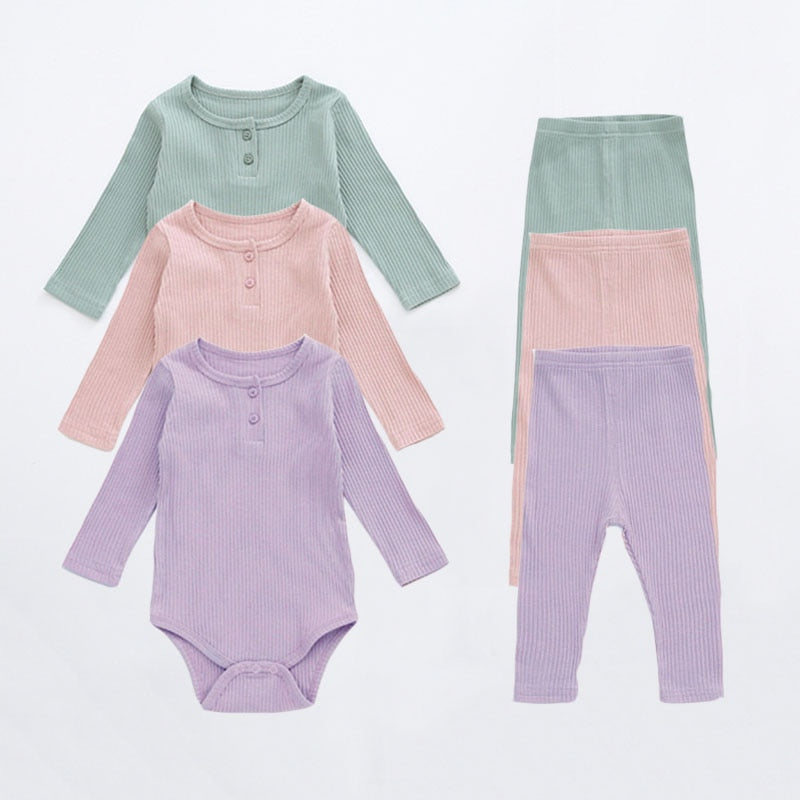 Conjunto de Body para bebês com duas peças (calça ou bermuda)