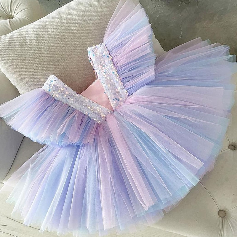 Vestido de Princesa Com Tule 3 a 8 Anos