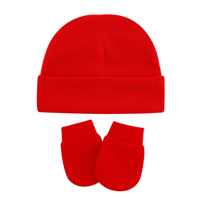 Conjunto de luvas e gorro para bebê recém nascido
