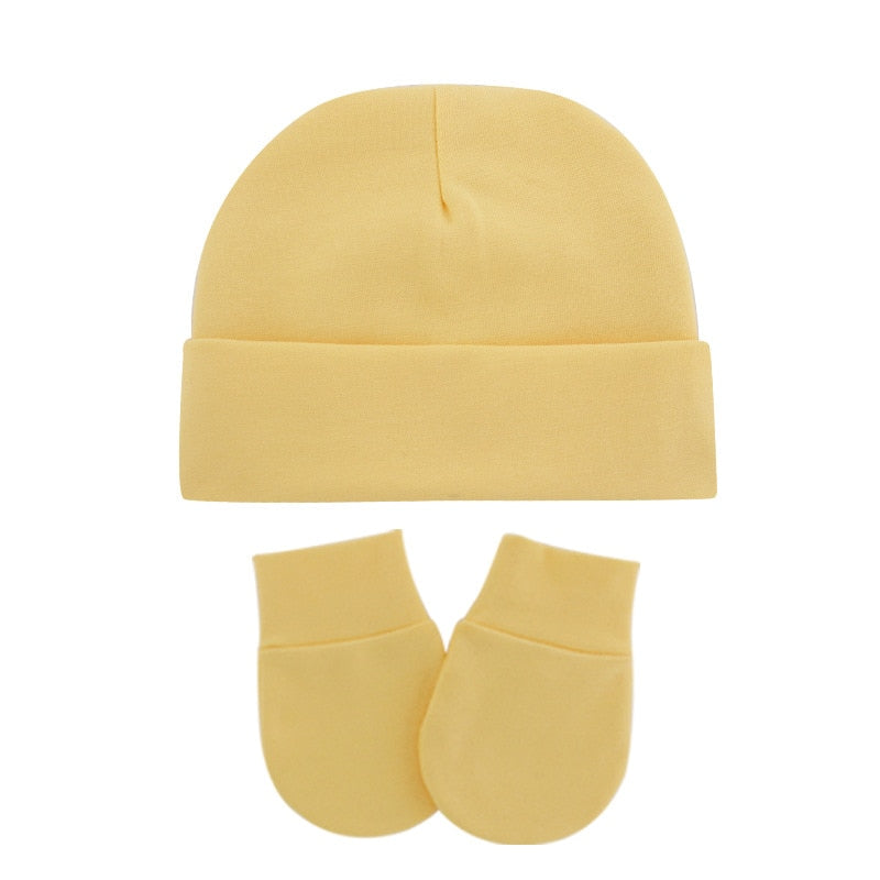 Conjunto de luvas e gorro para bebê recém nascido