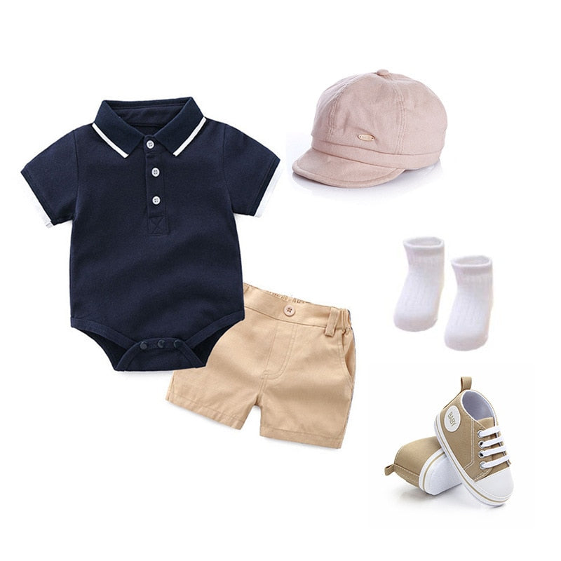 Conjunto de Roupinhas para Meninos Macacões + calças + boné + meias + sapatos