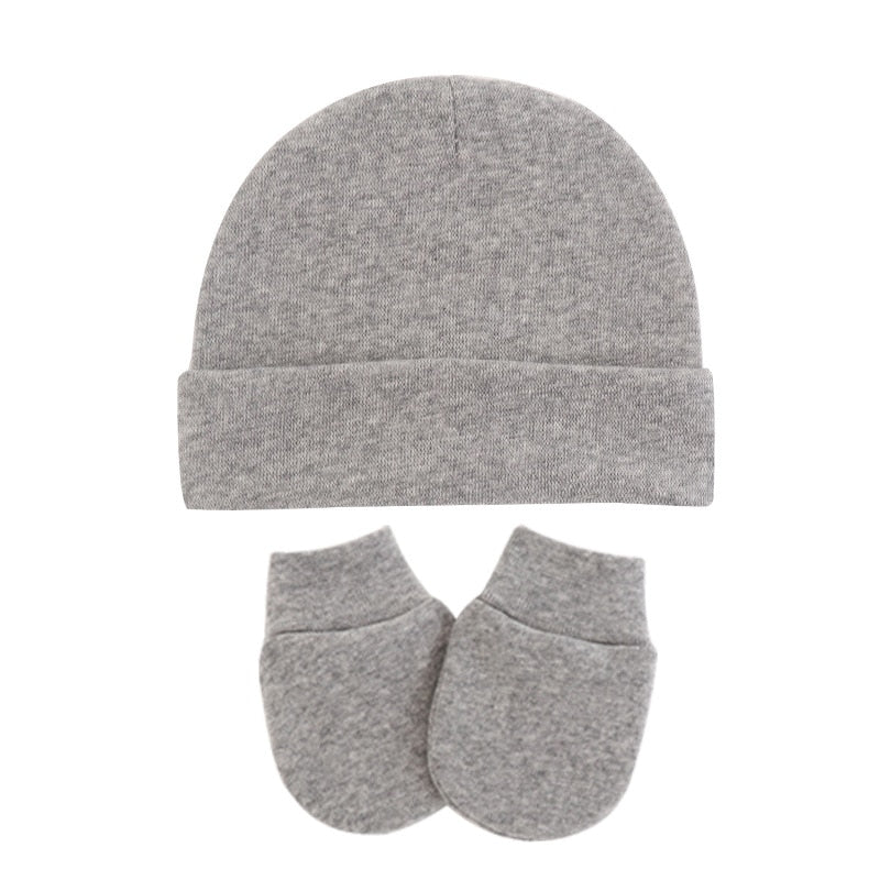Conjunto de luvas e gorro para bebê recém nascido