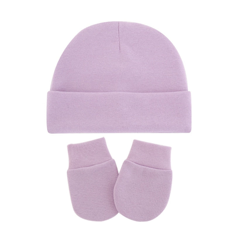 Conjunto de luvas e gorro para bebê recém nascido