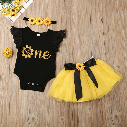 Conjunto de roupas para meninas Girassol