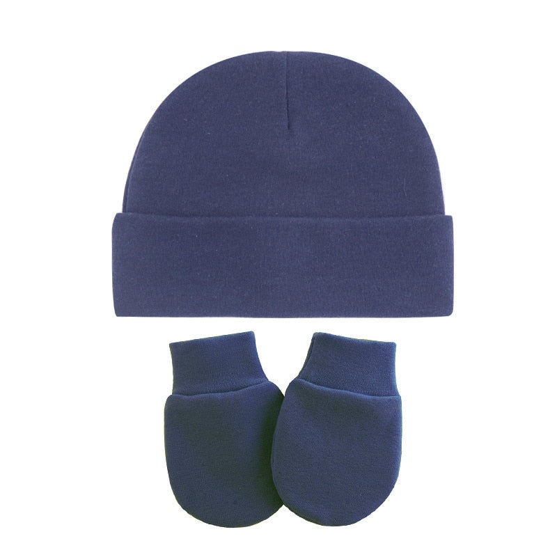 Conjunto de luvas e gorro para bebê recém nascido