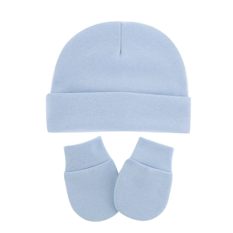 Conjunto de luvas e gorro para bebê recém nascido