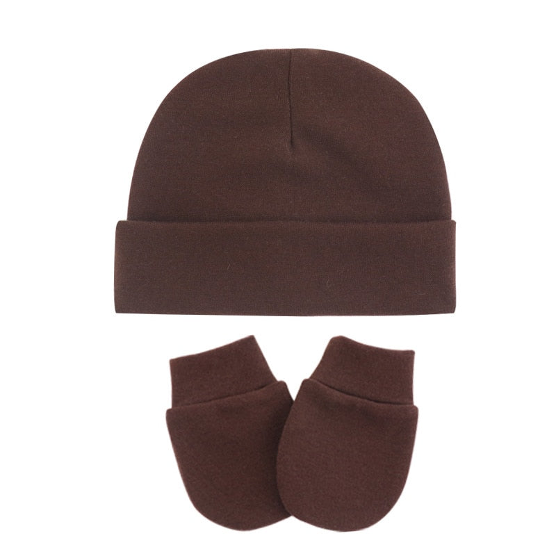 Conjunto de luvas e gorro para bebê recém nascido