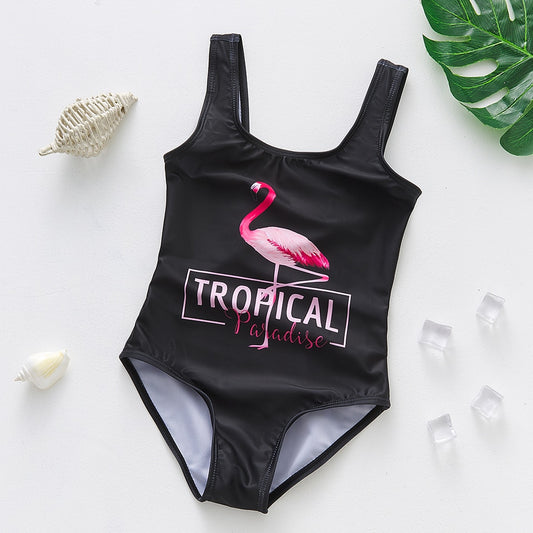Maiô Flamingo para crianças de 6 a 12 anos