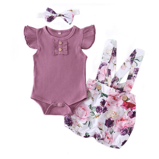 Conjunto Para Meninas de 3 Meses a 2 Anos - 03 Peças