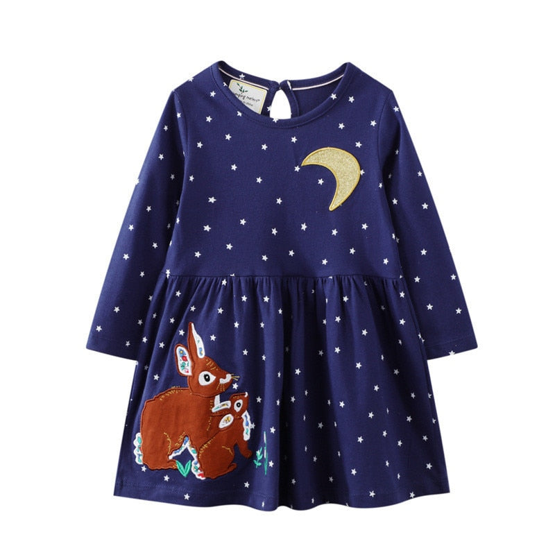 Vestido manga longa para meninas -  2 a 7 anos