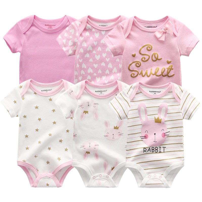 Body para bebês 6 estilos, roupas para meninas manga curta com desenhos animados