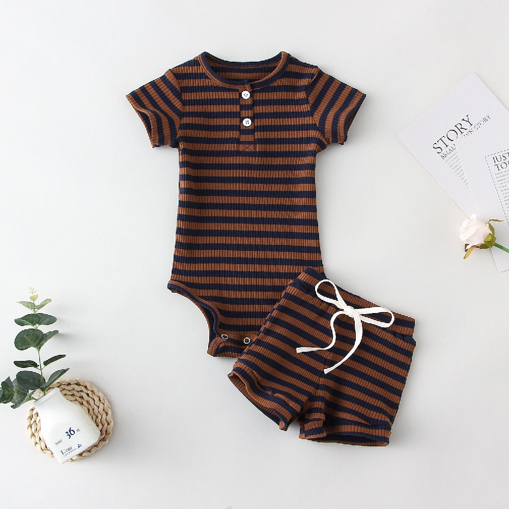 Conjunto de Body para bebês com duas peças (calça ou bermuda)