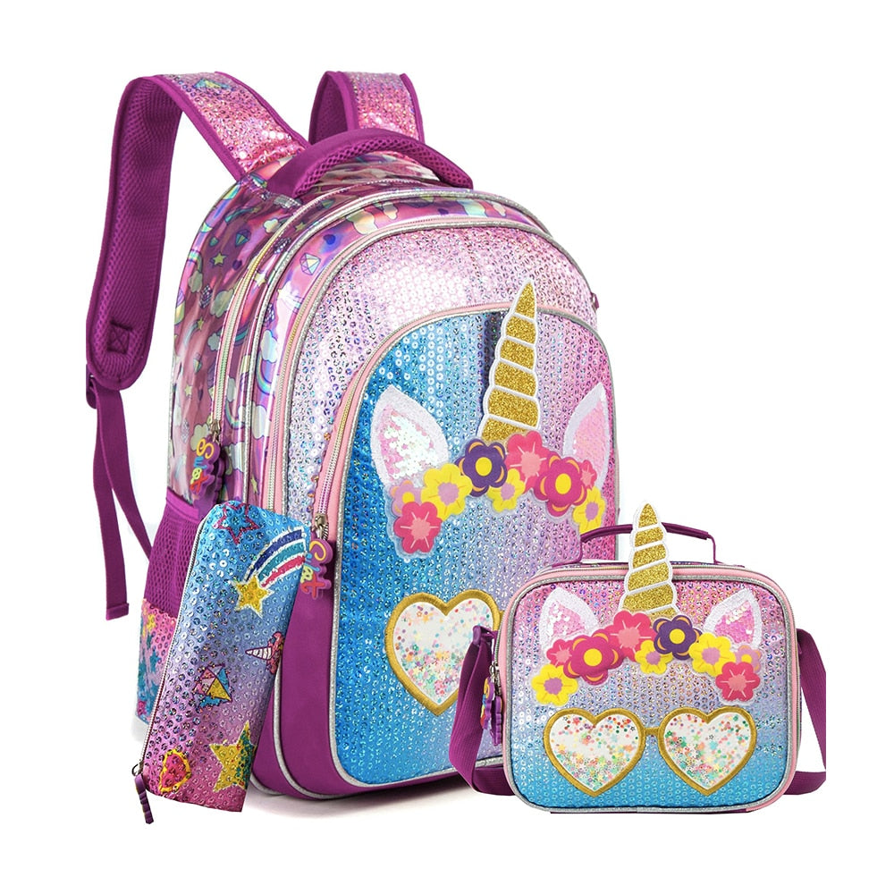Kit Mochila Escolar Infantil Unicórnio