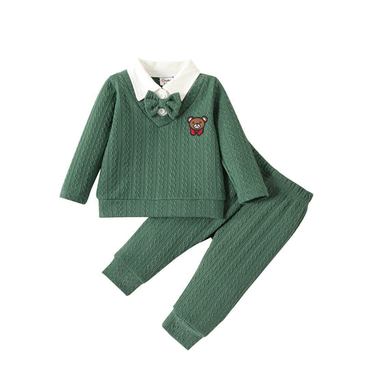Conjunto Manga Longa Verde Ursinho - 3 a 24 meses