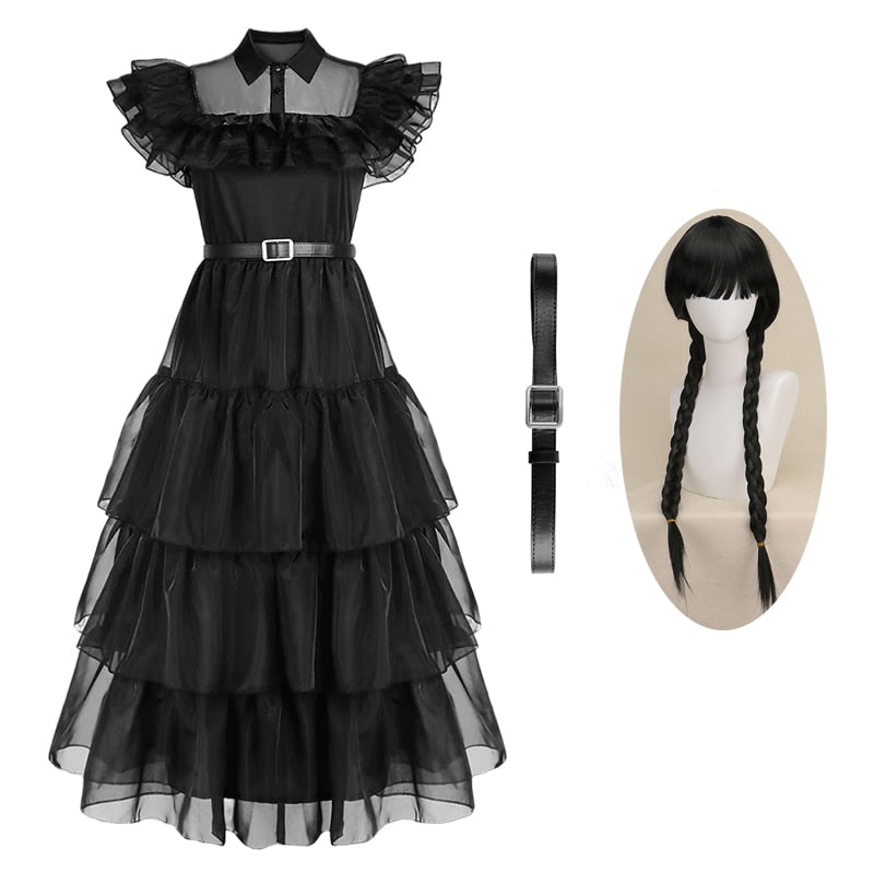 Vestido Wandinha Addams - P Infantil ao XXXG Adulto