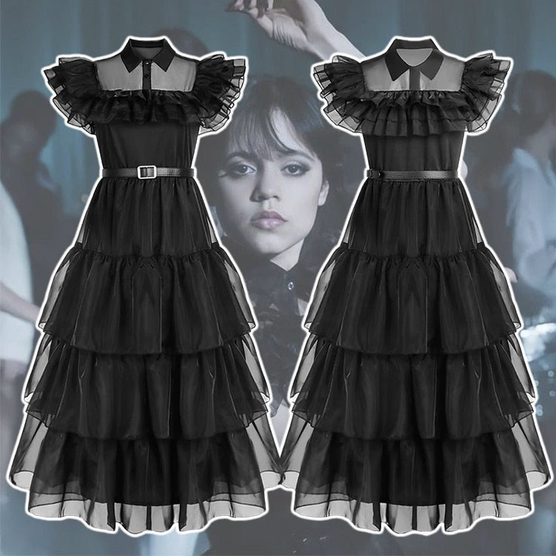 Vestido Wandinha Addams - P Infantil ao XXXG Adulto