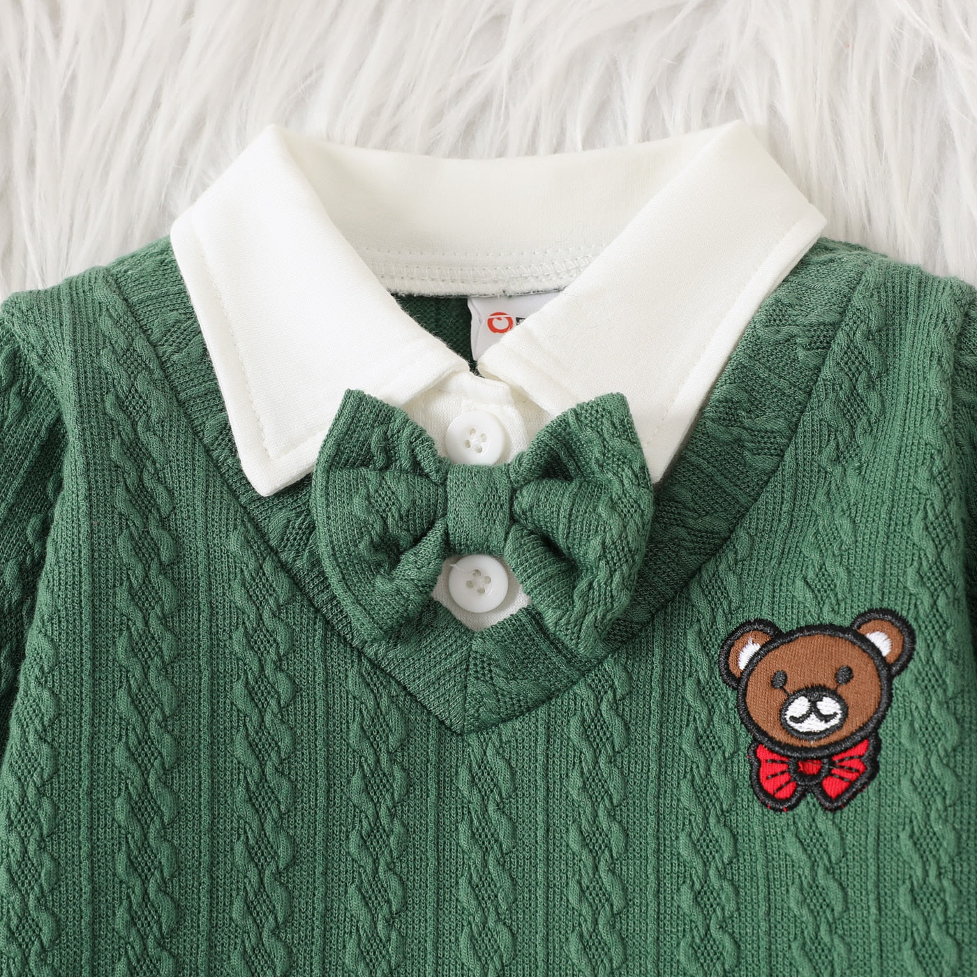 Conjunto Manga Longa Verde Ursinho - 3 a 24 meses
