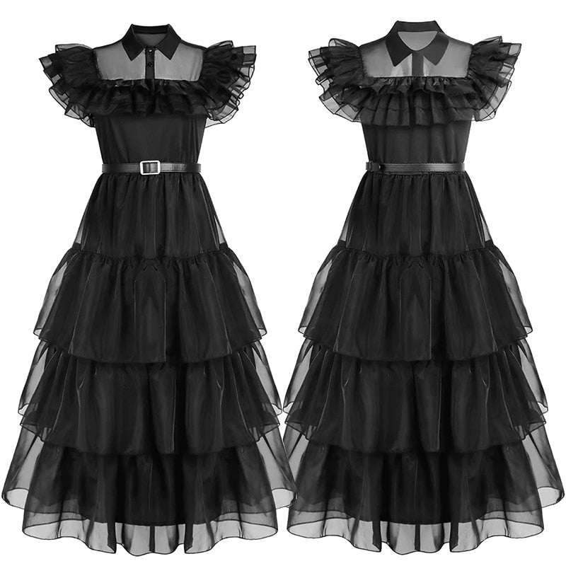 Vestido Wandinha Addams - P Infantil ao XXXG Adulto