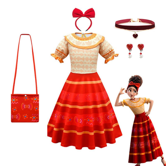 Fantasia Dolores do filme Encanto - Modelo Vermelho -  3 a 10 anos