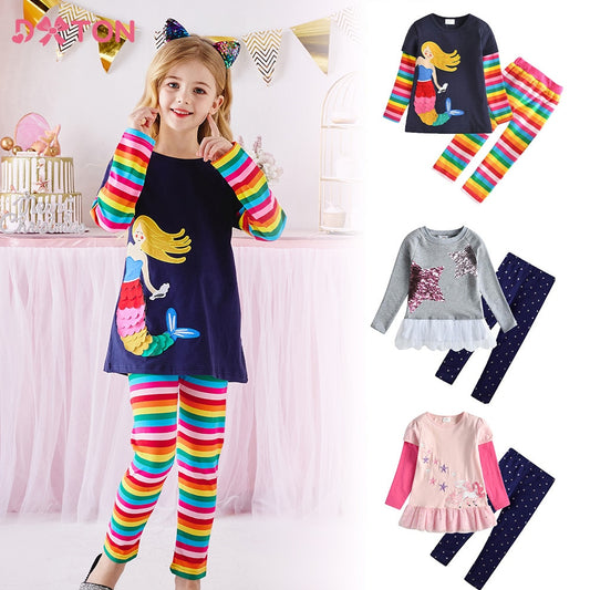 Conjunto Infantil Feminino Colorido de Calça e Blusa  - 3 a 8 anos