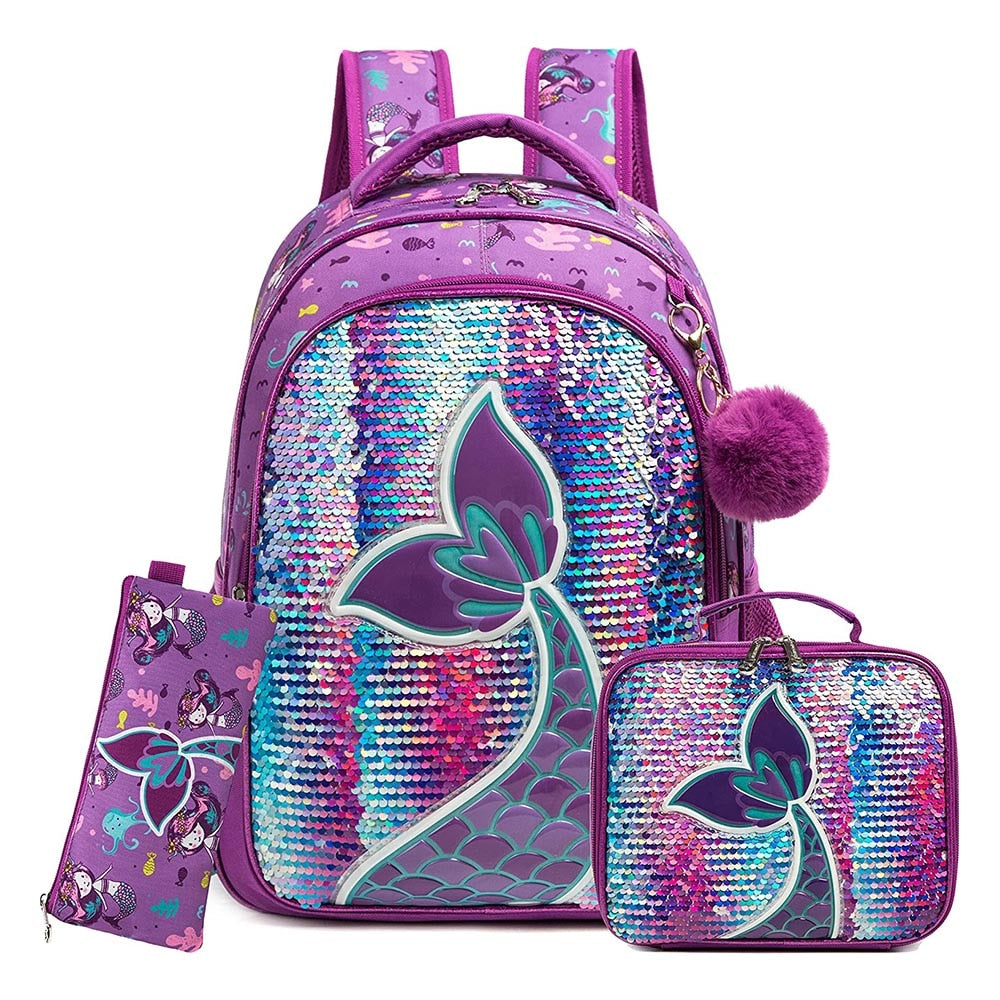 Kit Mochila Escolar Infantil Sereia