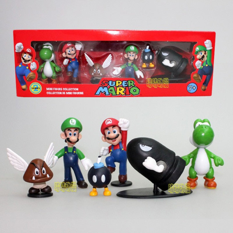 Pack com 6 Action Figures do Super Mario