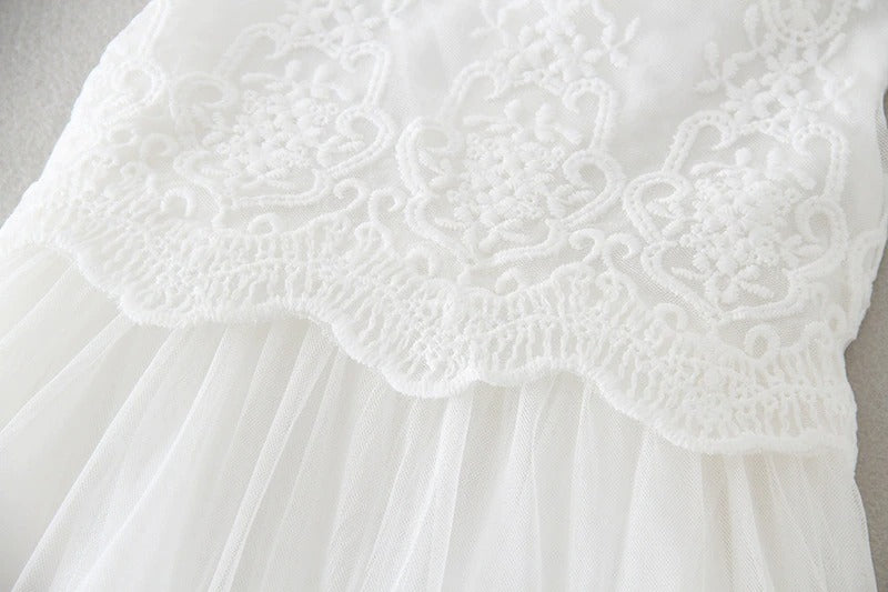 Vestido de Renda Mandrião para Batizado Manga Comprida - 3 a 24 meses