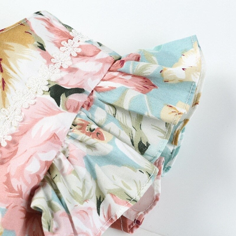 Vestido Florido Azul para meninas de 2 a 6 anos