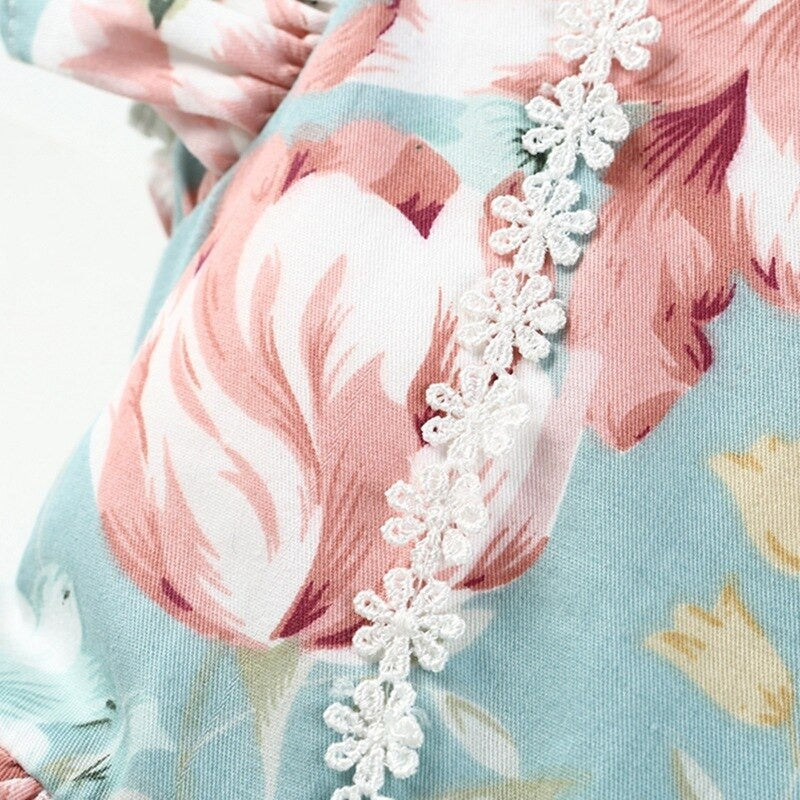Vestido Florido Azul para meninas de 2 a 6 anos